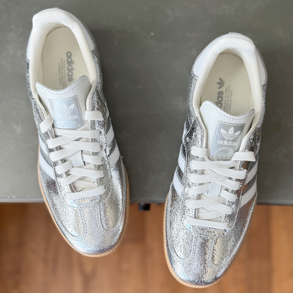 AD Samba OG Women's Silver Metallic Cracked Leather Sneakers
