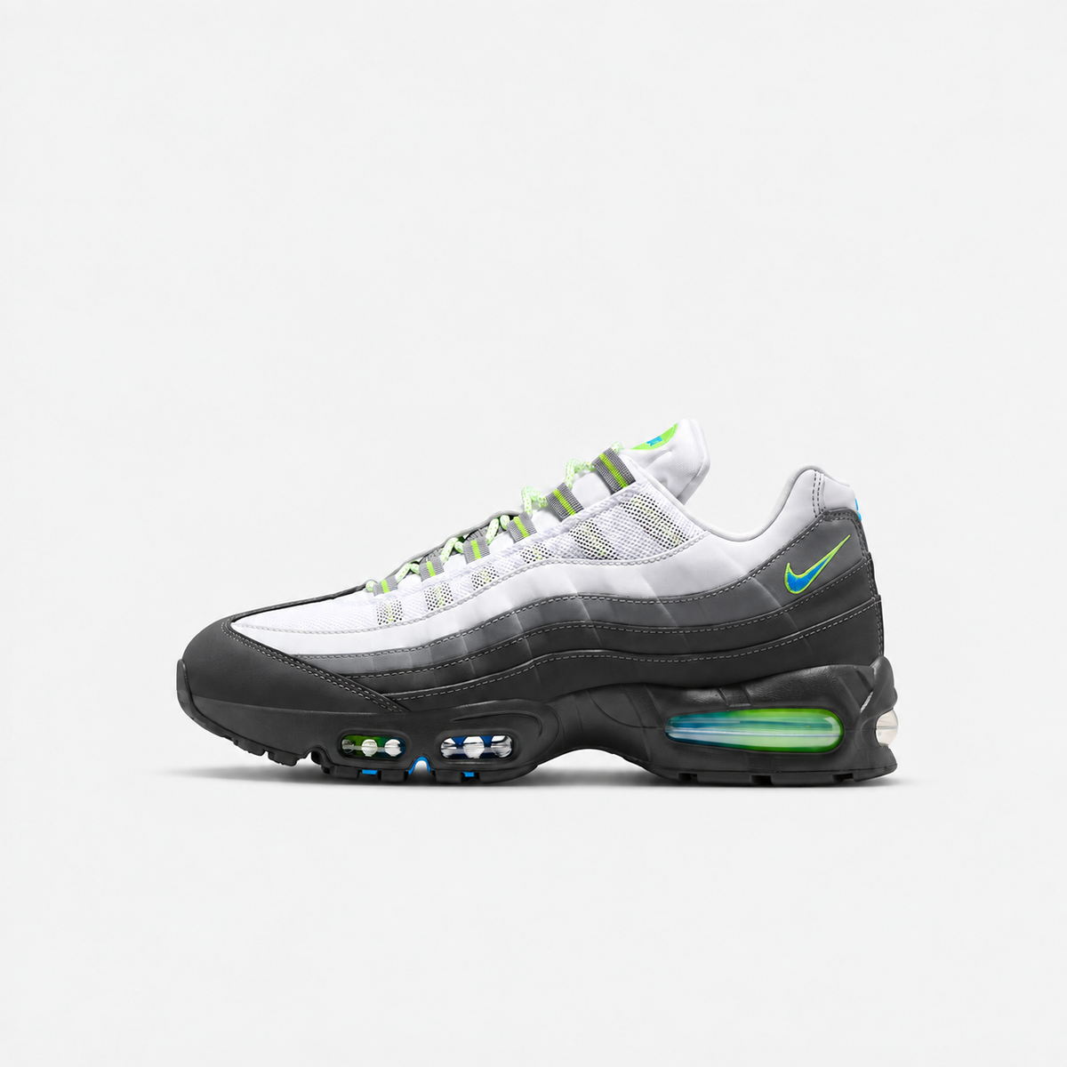 White / Grey / Neon Green & Blue
