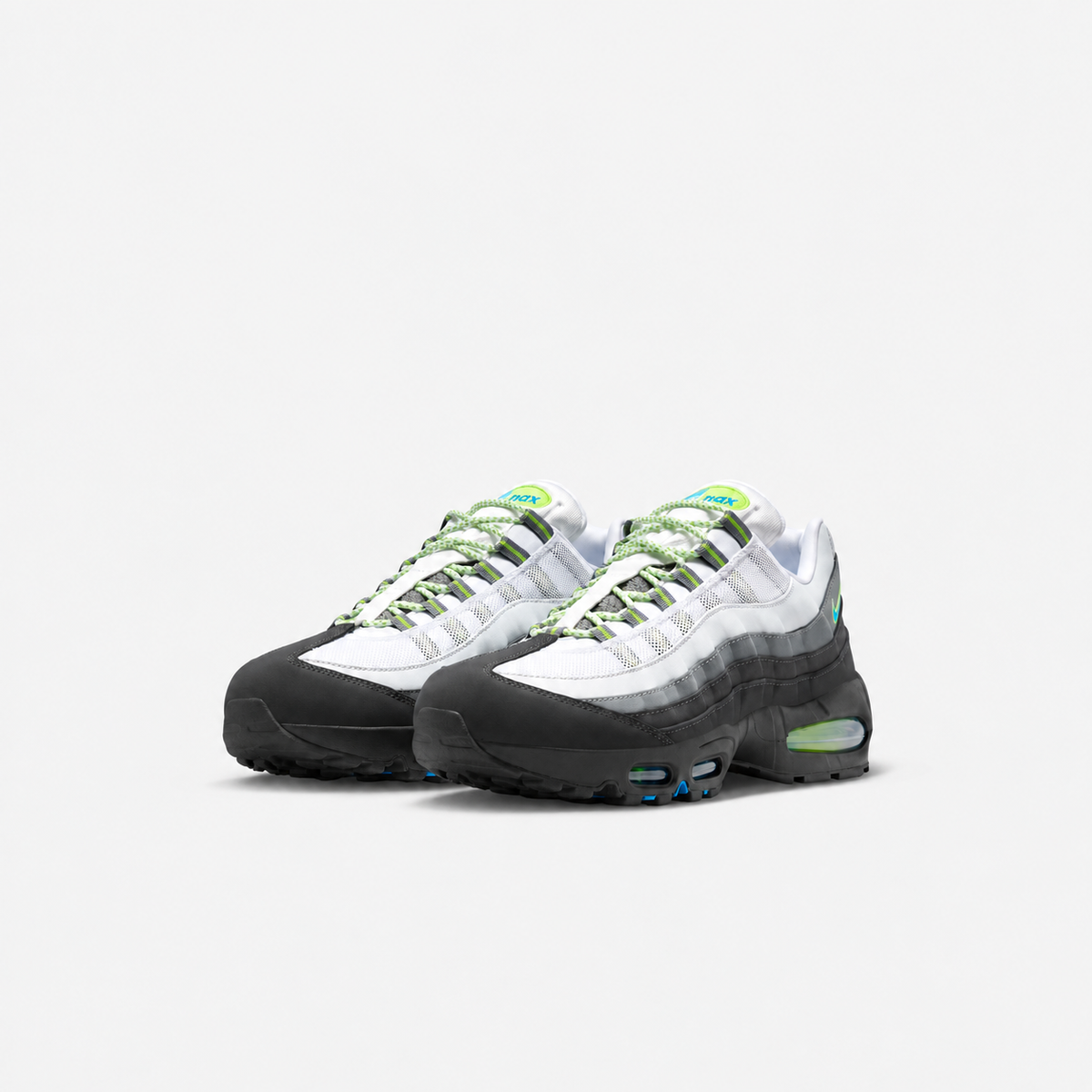 White / Grey / Neon Green & Blue
